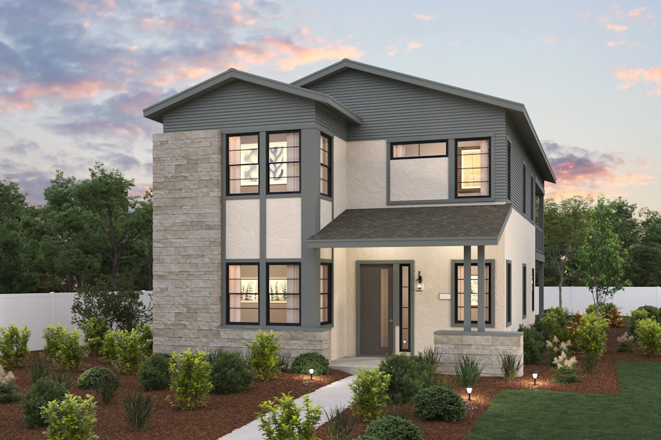 A house with a large front yard.