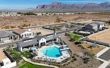 A high angle view of a swimming pool.