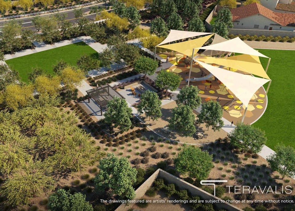 A building with a large lawn.