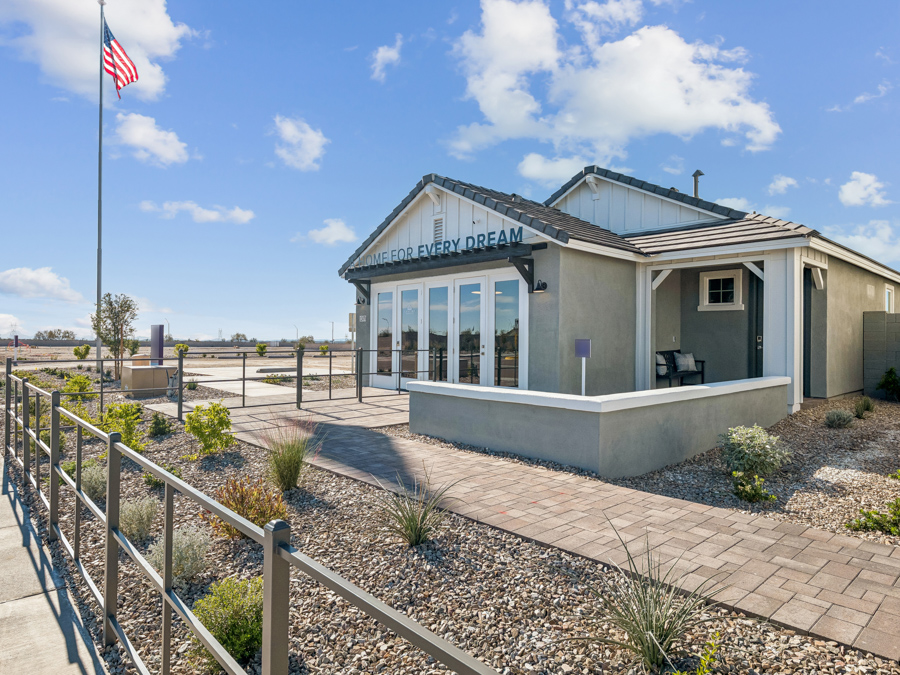 A building with a flag on top.