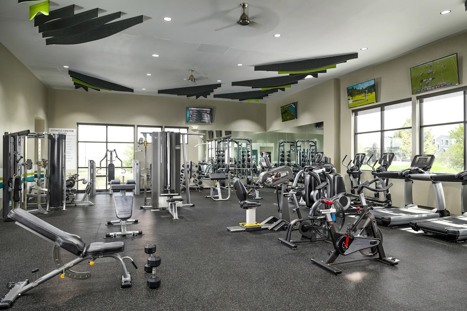 A room with exercise equipment.