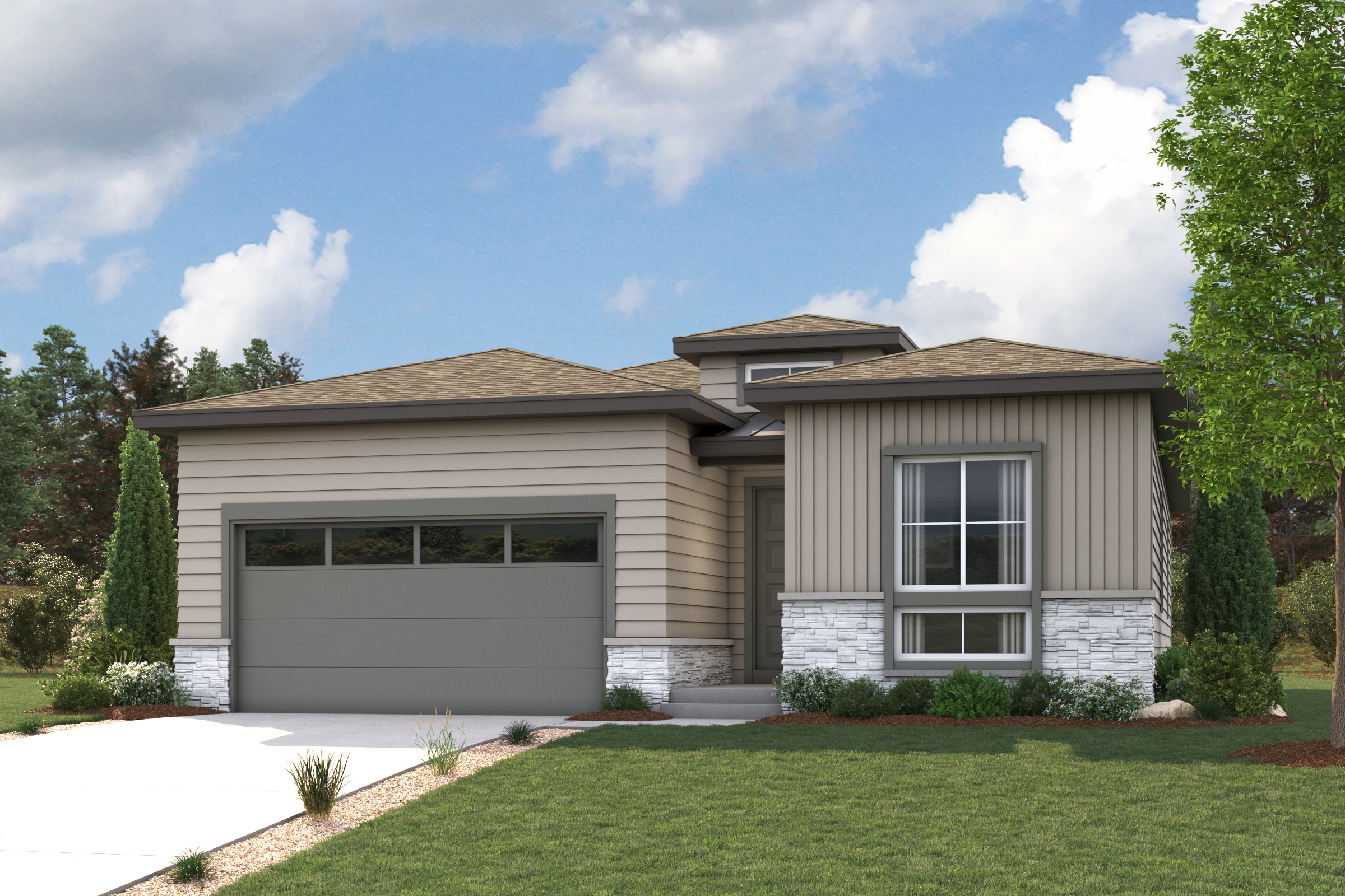 A house with a garage.