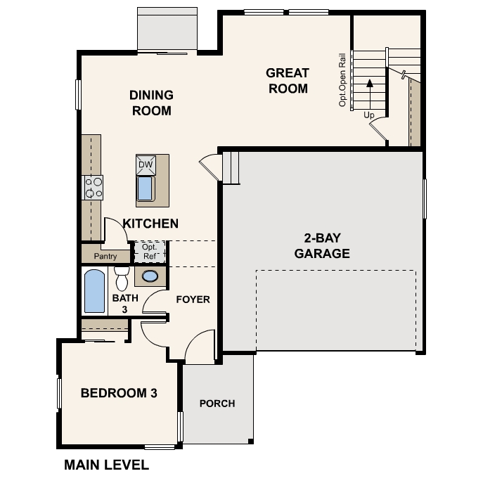 Diagram, engineering drawing. Elevate Floorplan, Main Level