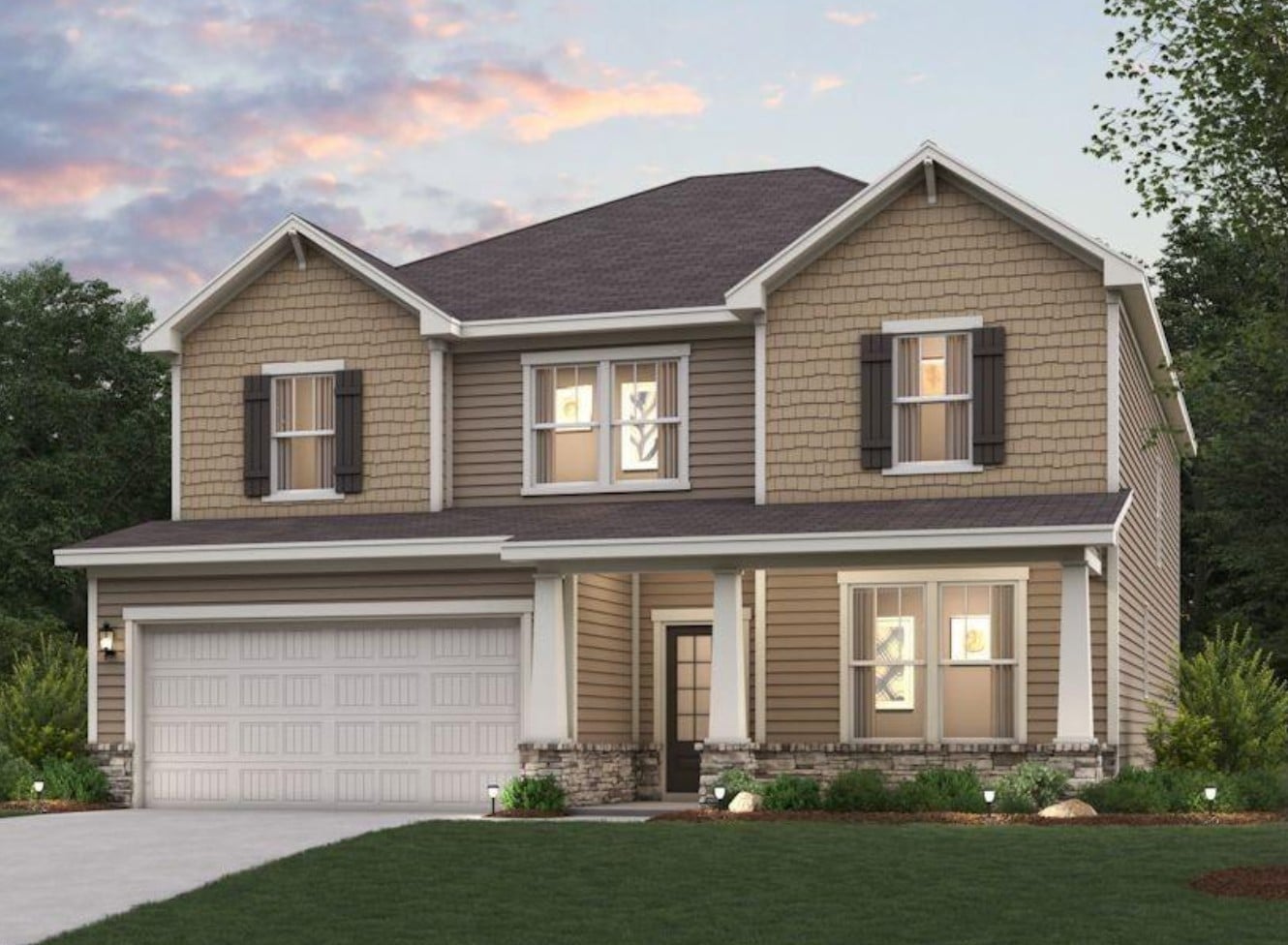 A house with a garage.