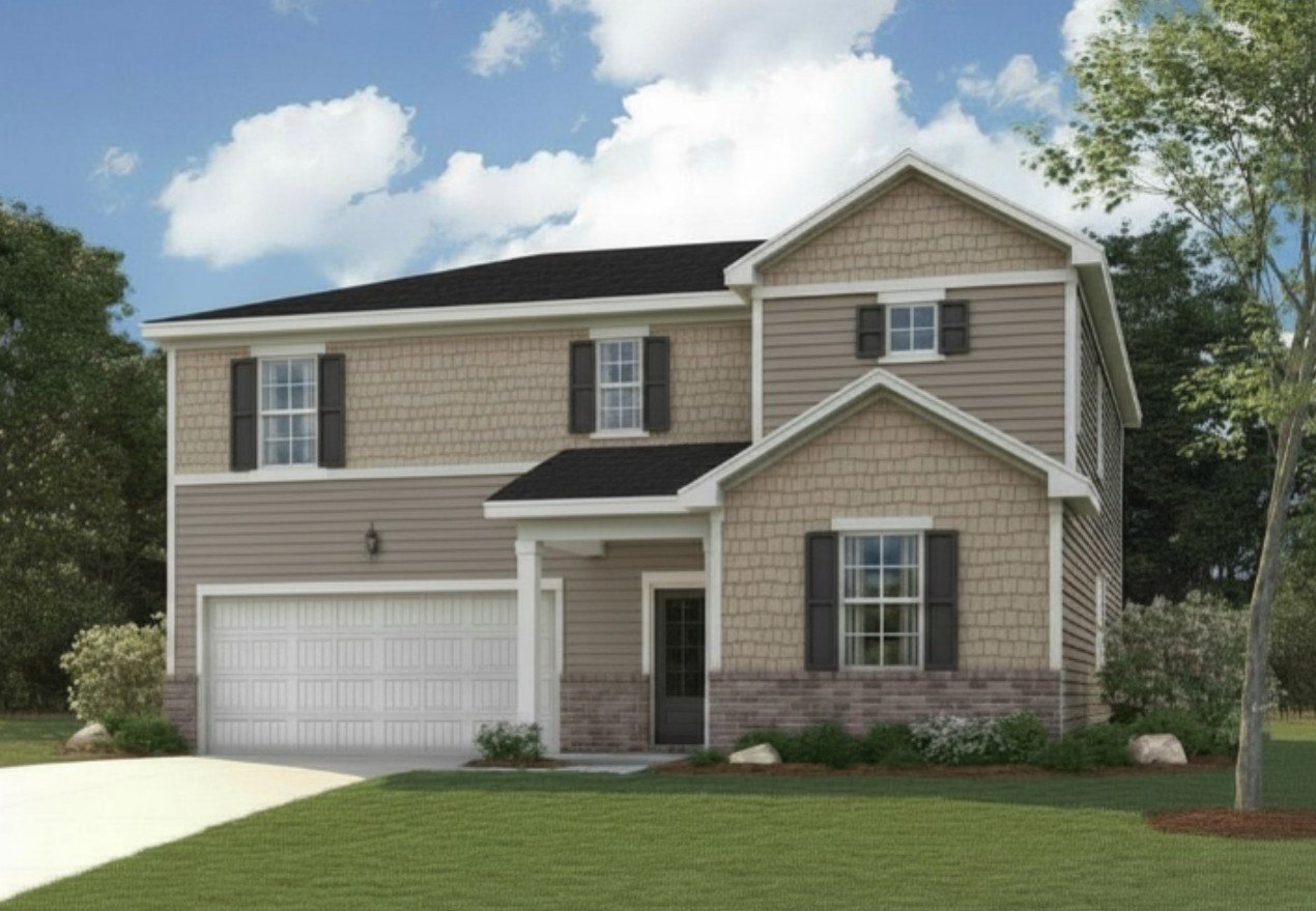 A house with a garage.
