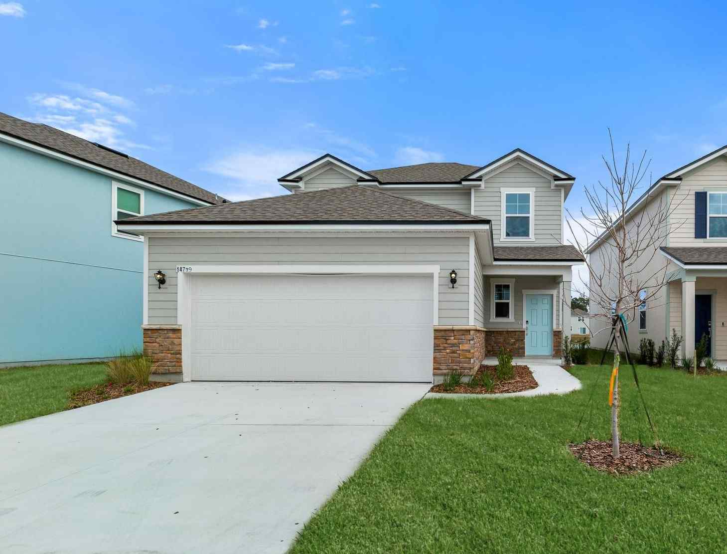 A house with a garage.