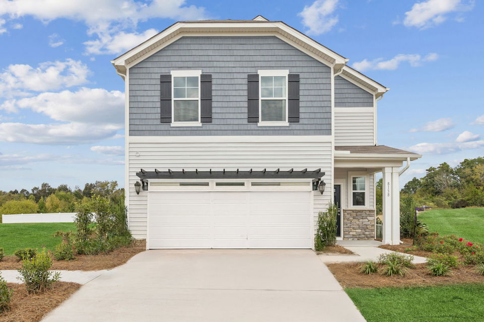 A house with a garage.