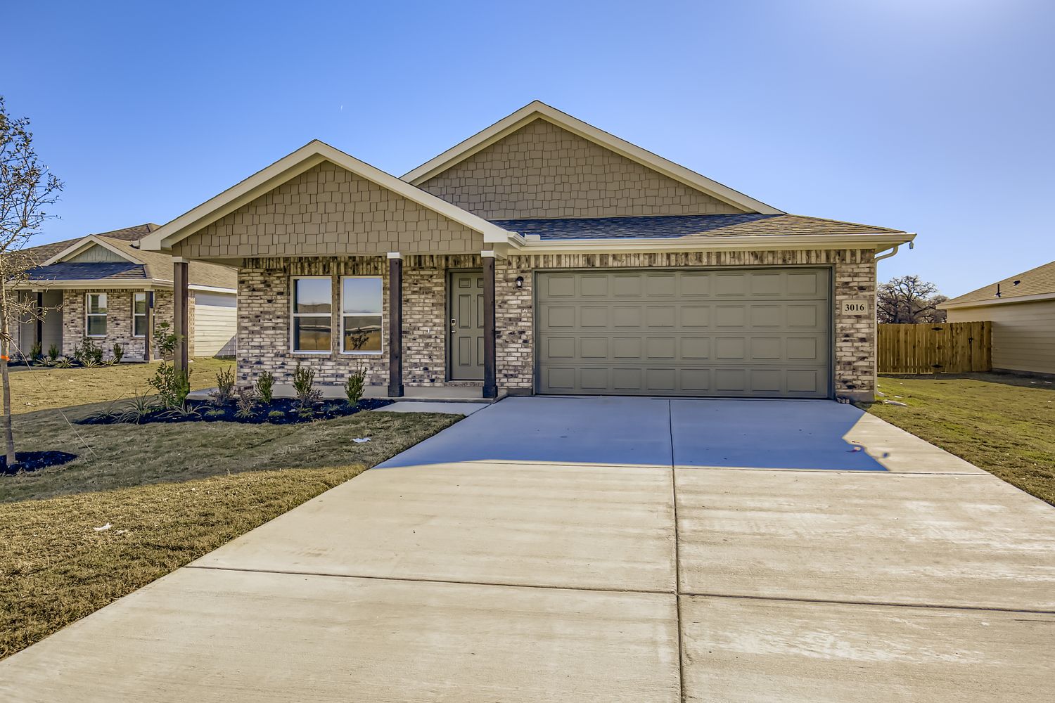 A house with a garage.