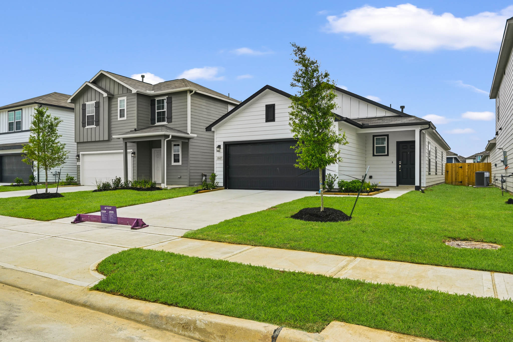 A house with a lawn and a tree in the front.