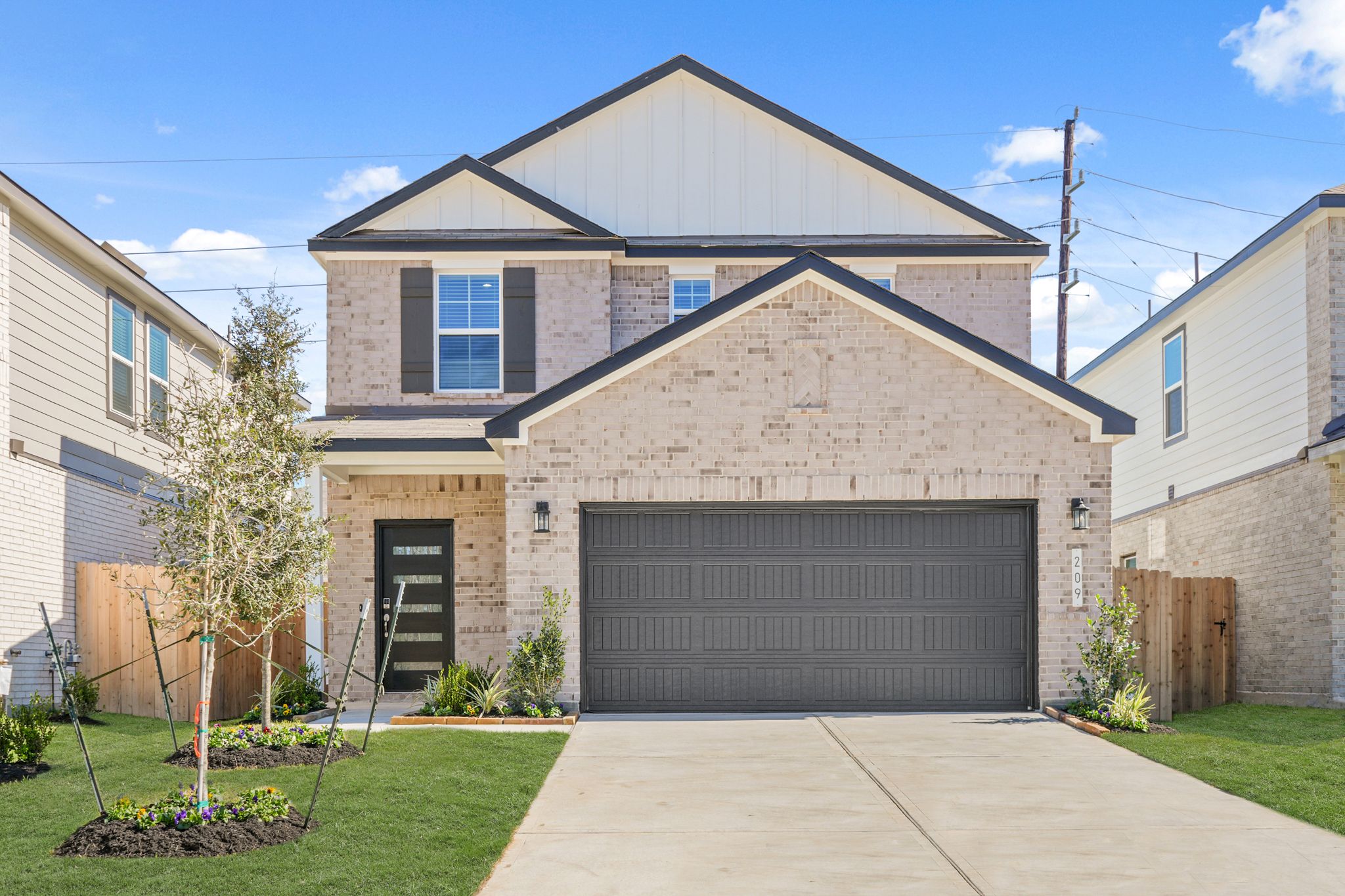 A house with a garage.