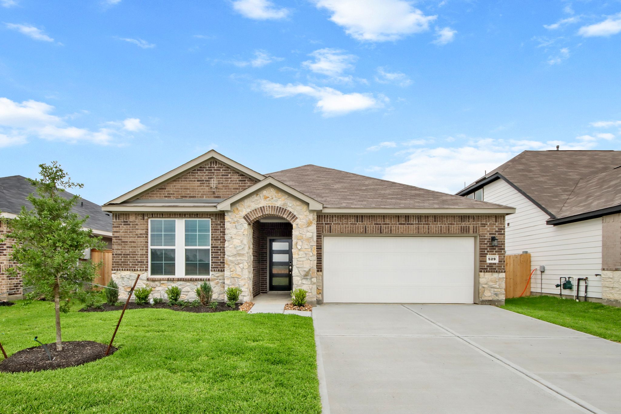 A house with a garage.