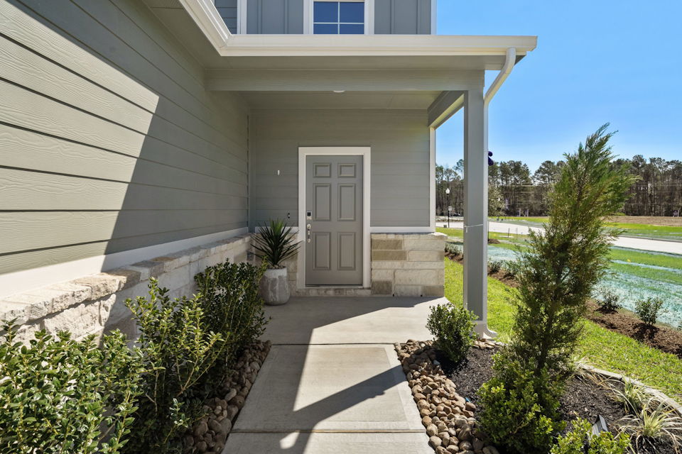 A house with a front yard.