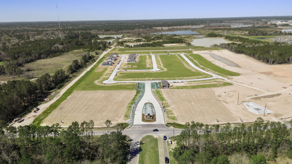 A large area with roads and trees.