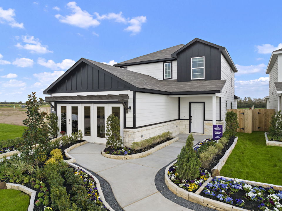 A house with a driveway.