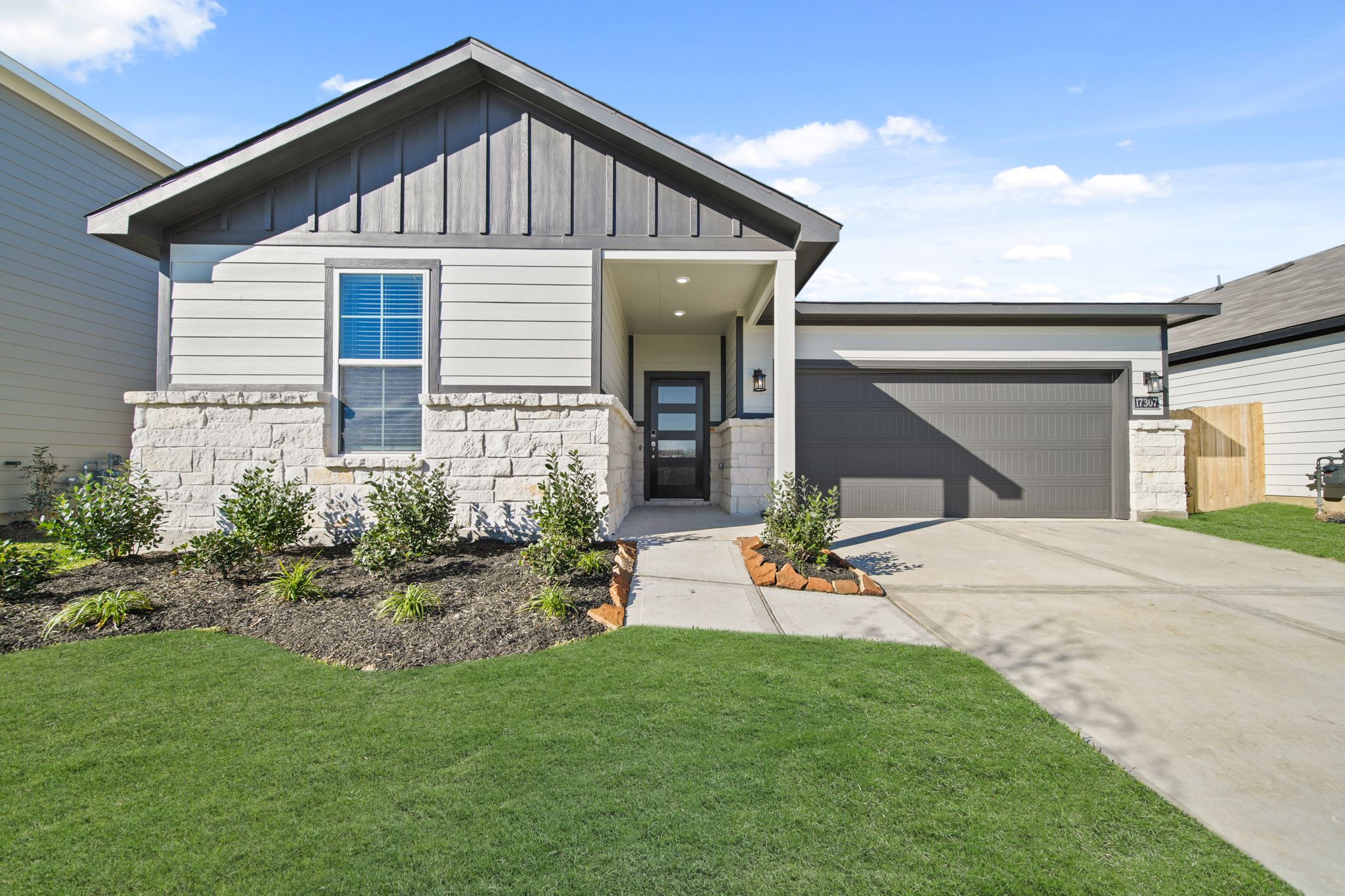 A house with a driveway.