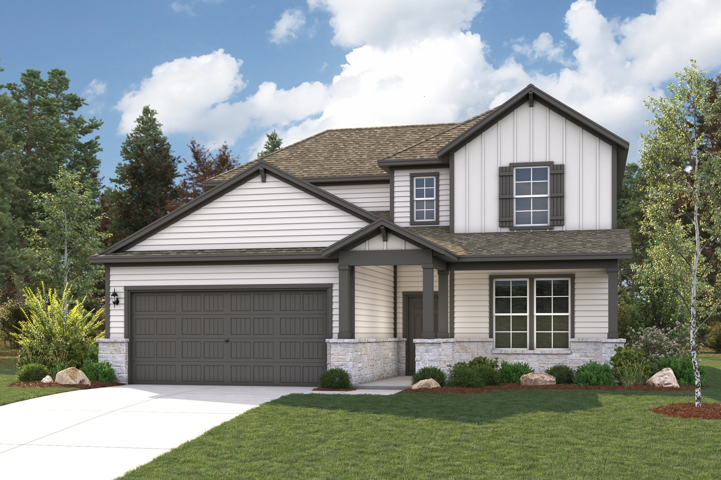 A house with a garage.