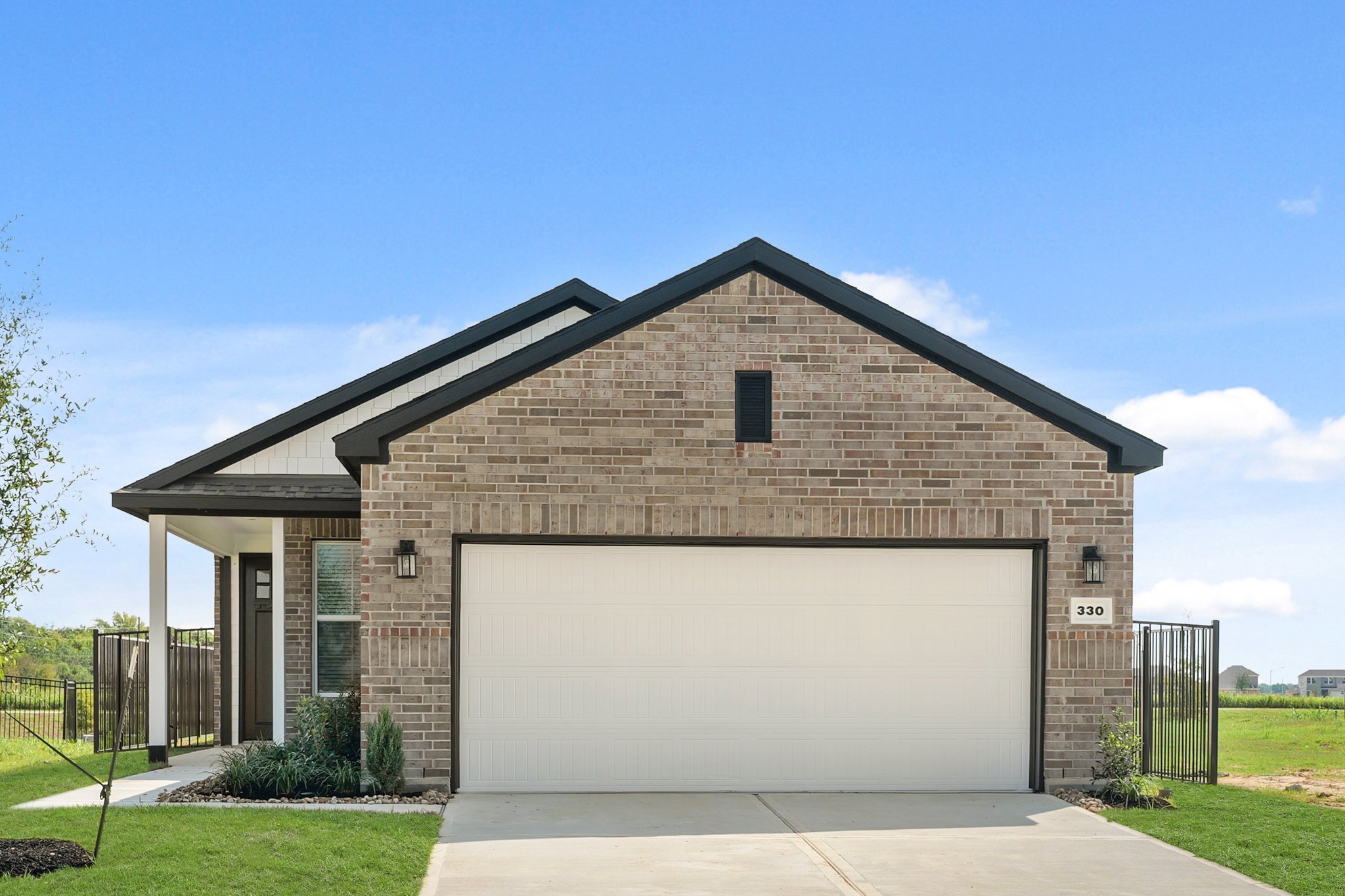 A building with a garage.