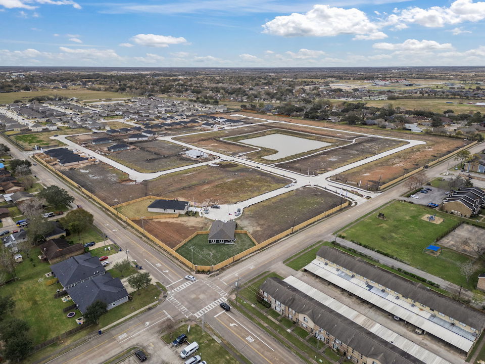 An aerial view of a city.