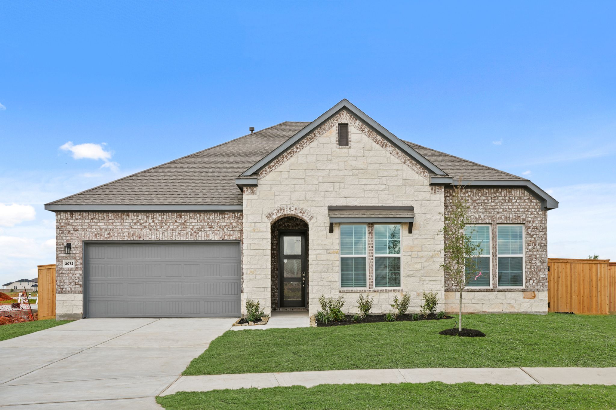 A house with a garage.