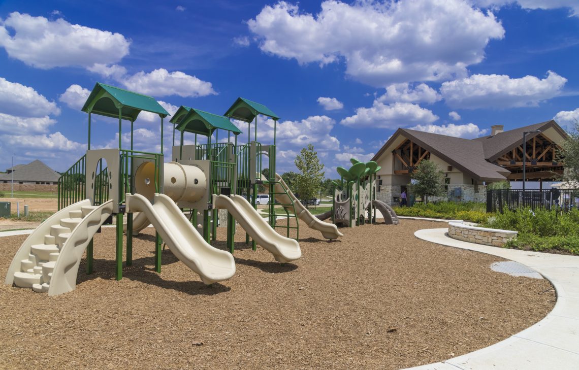 A playground with slides.