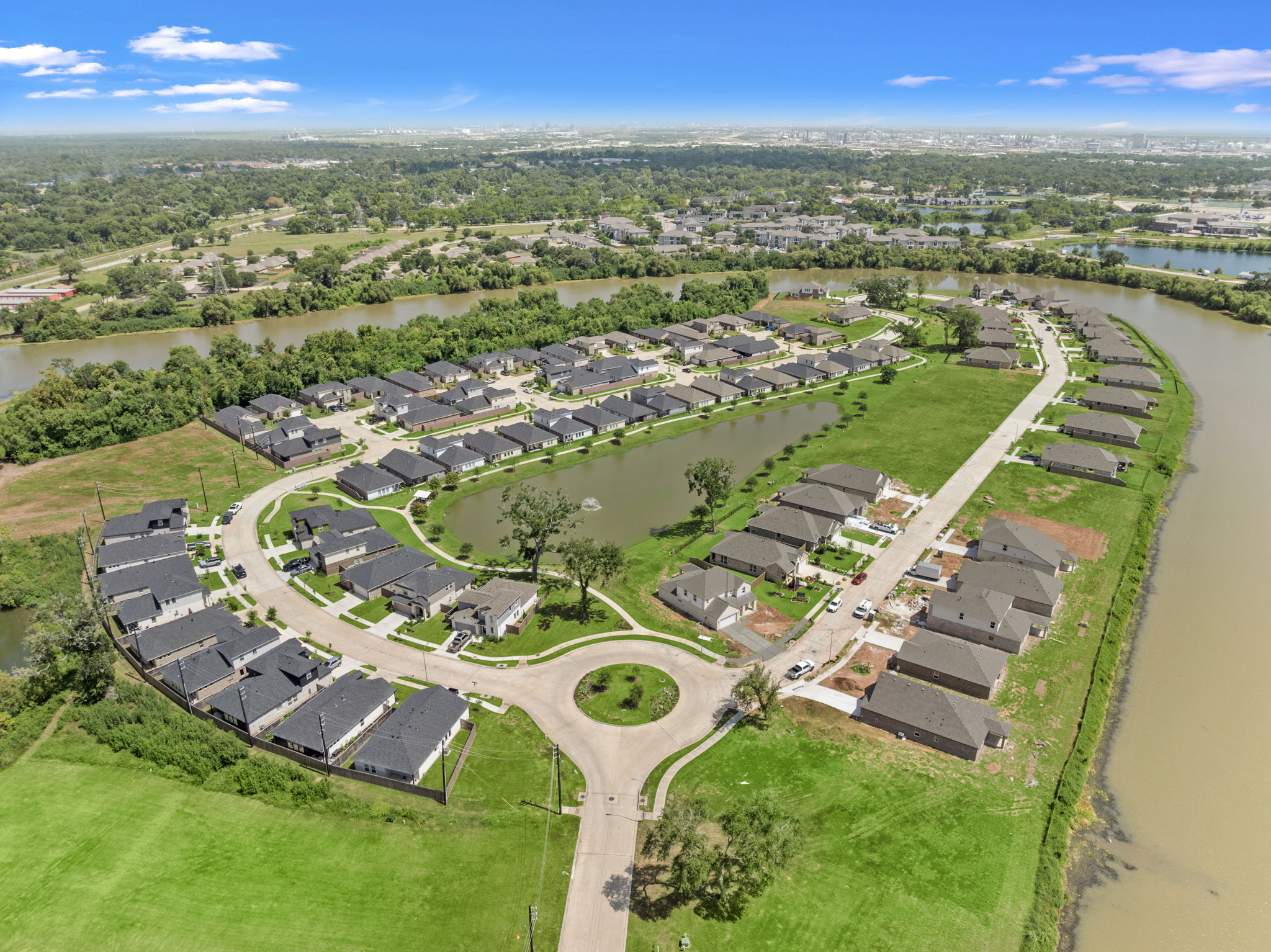 A large area with buildings and roads.