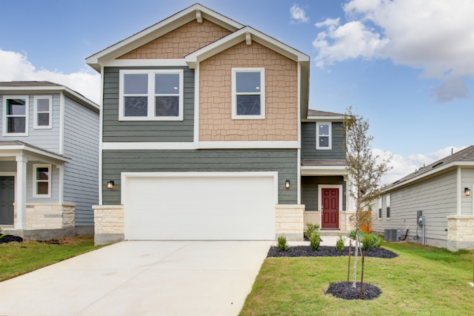 A house with a garage.