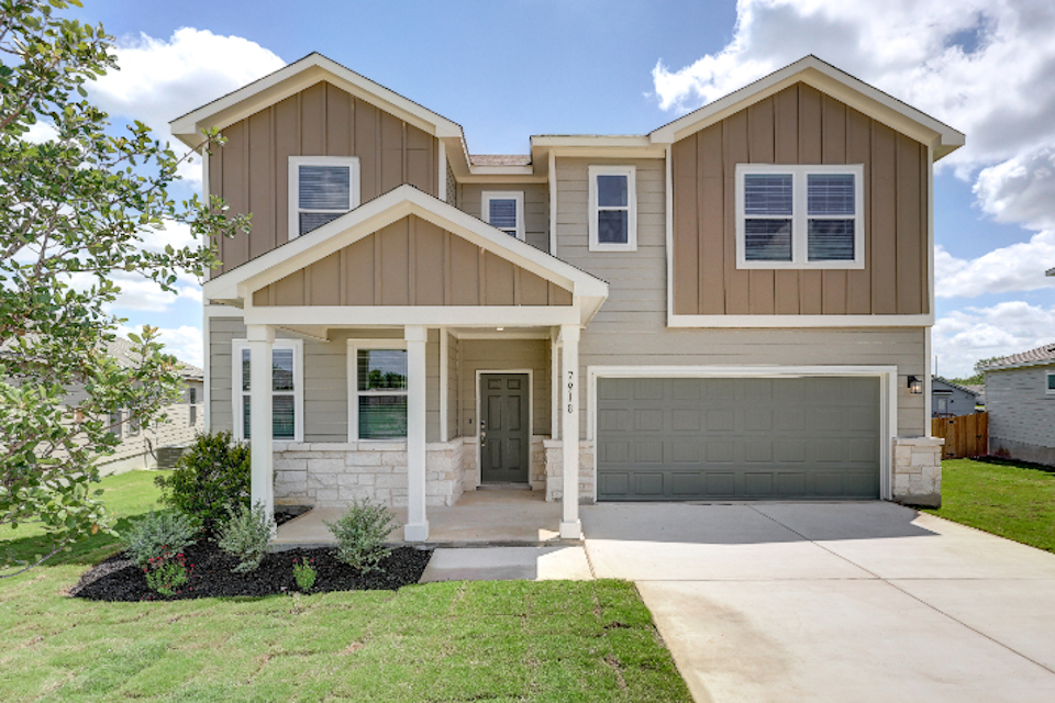 A house with a garage.