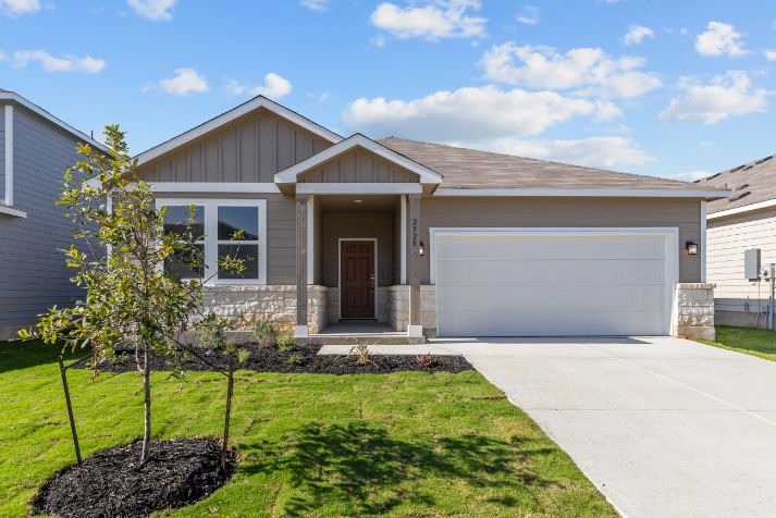 A house with a garage.