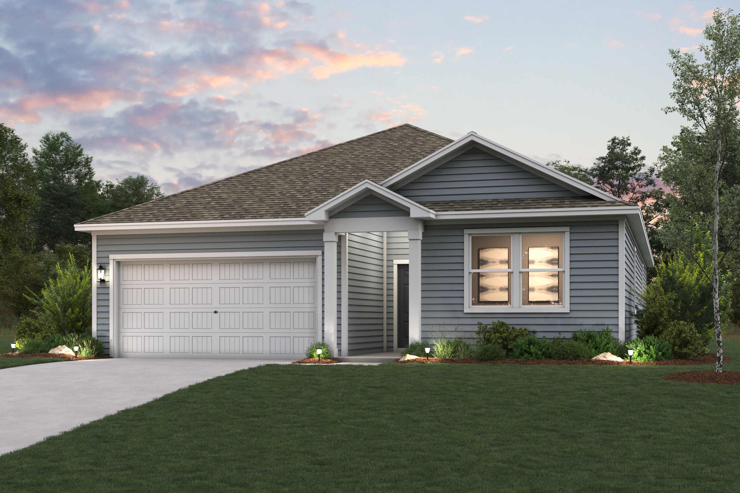 A house with a garage.