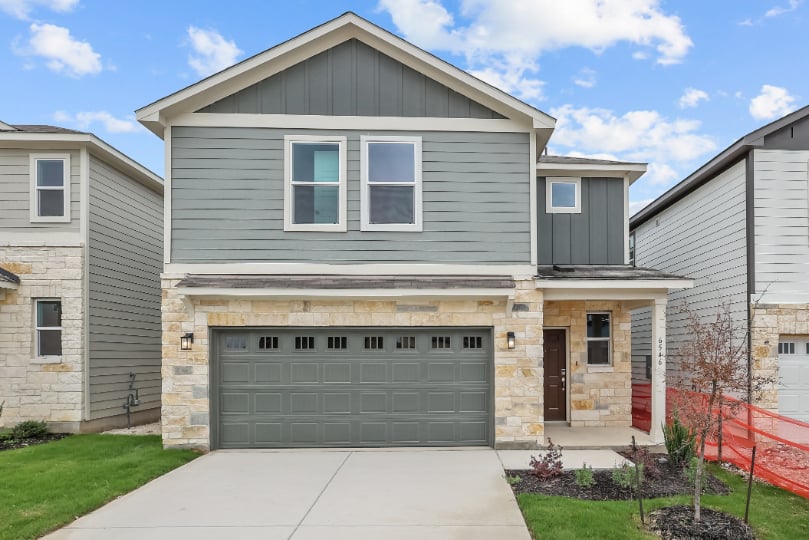 A house with a garage.