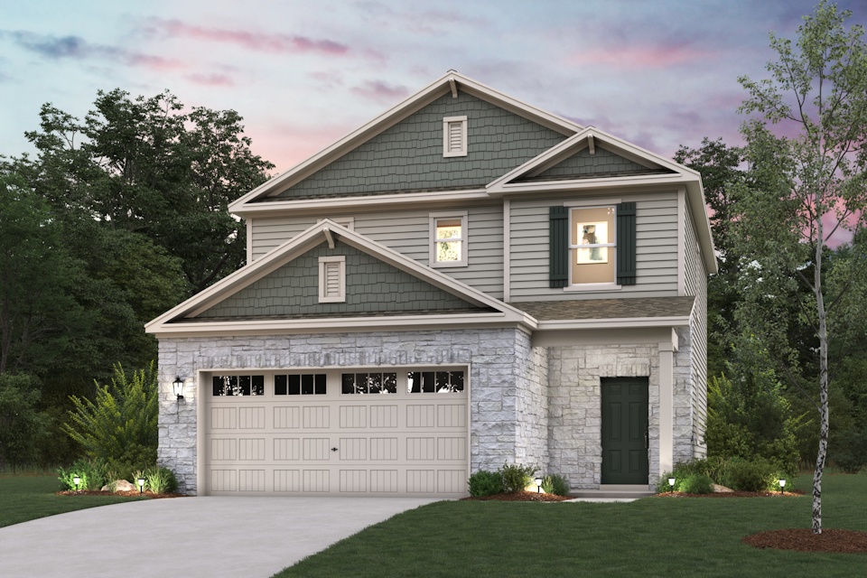 A house with a driveway with American Gothic House in the background.