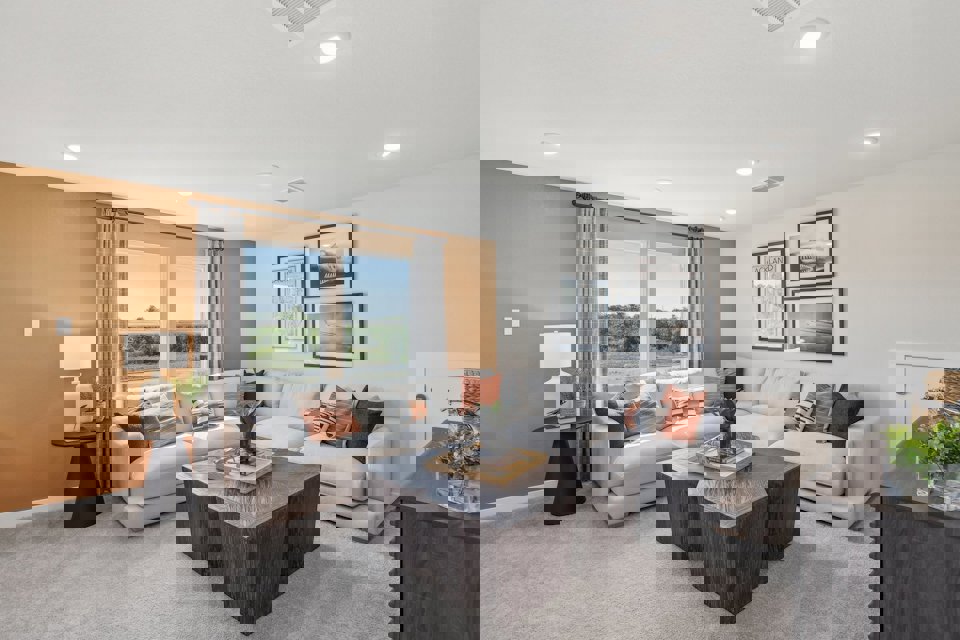 A living room with a couch and a coffee table.