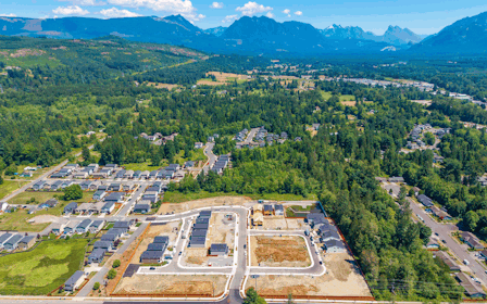 A large area with a road and trees in it.
