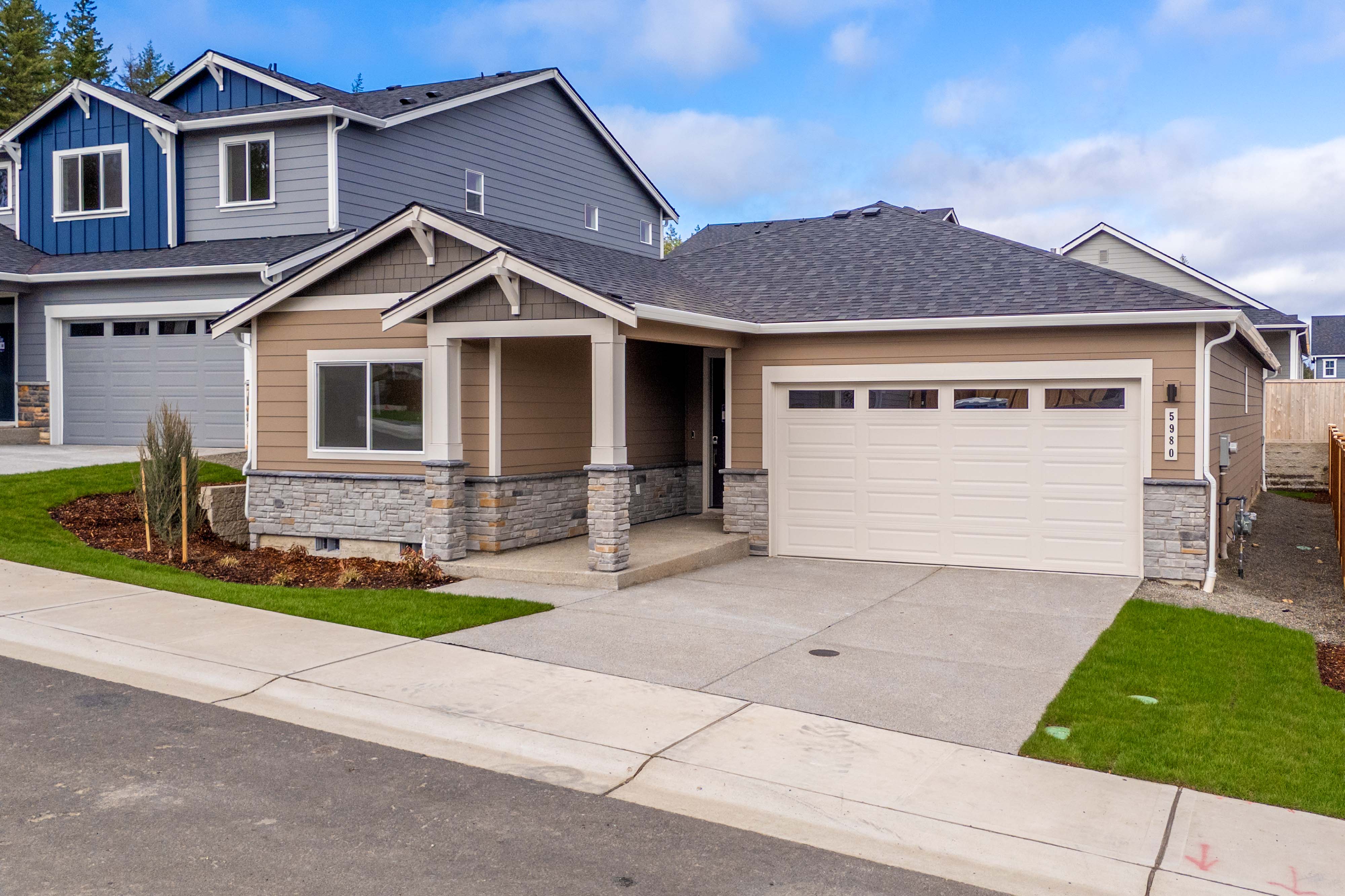 A house with a garage.