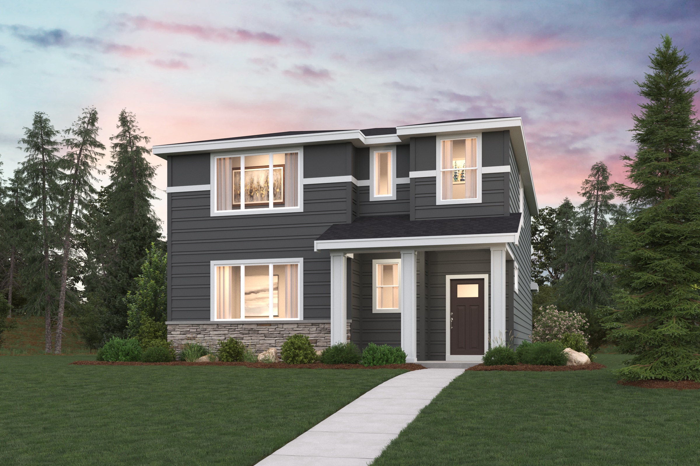 A house with a driveway.