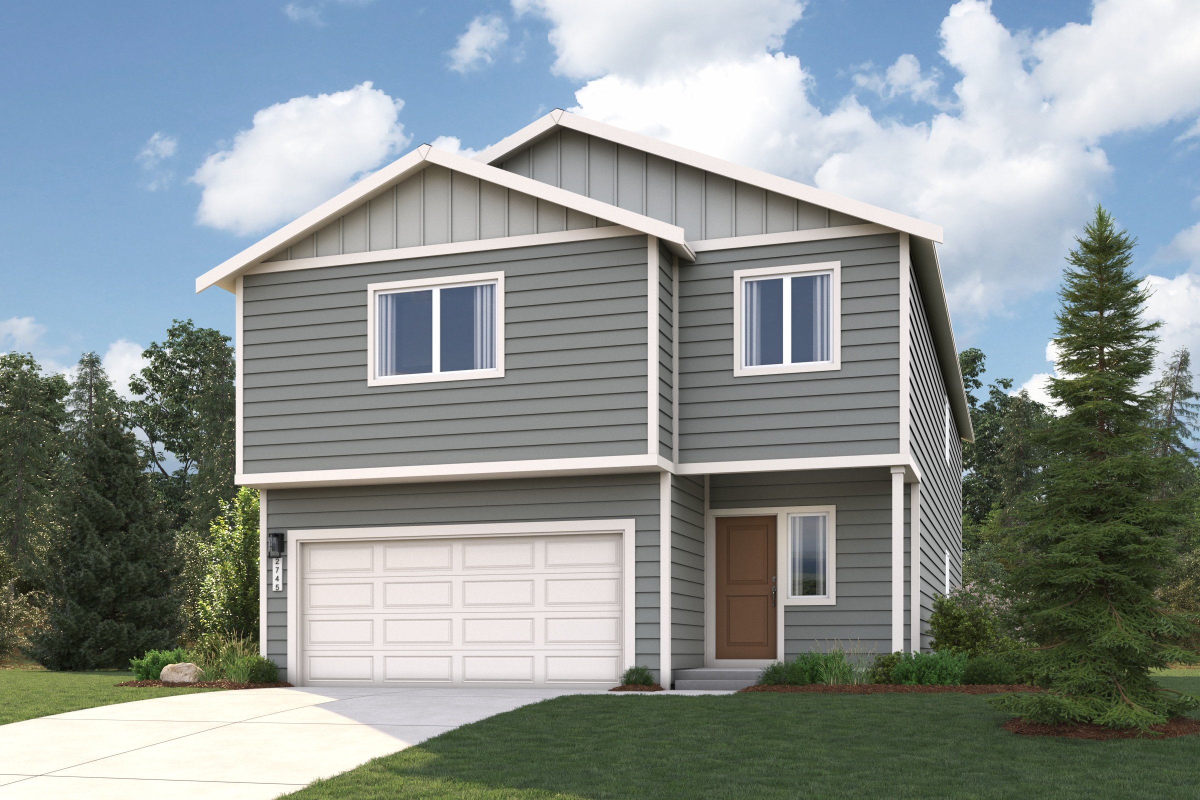 A house with a garage.