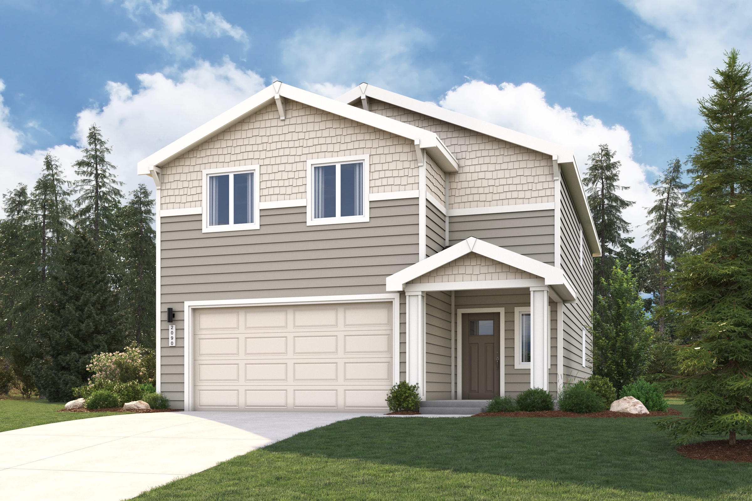 A house with a garage.