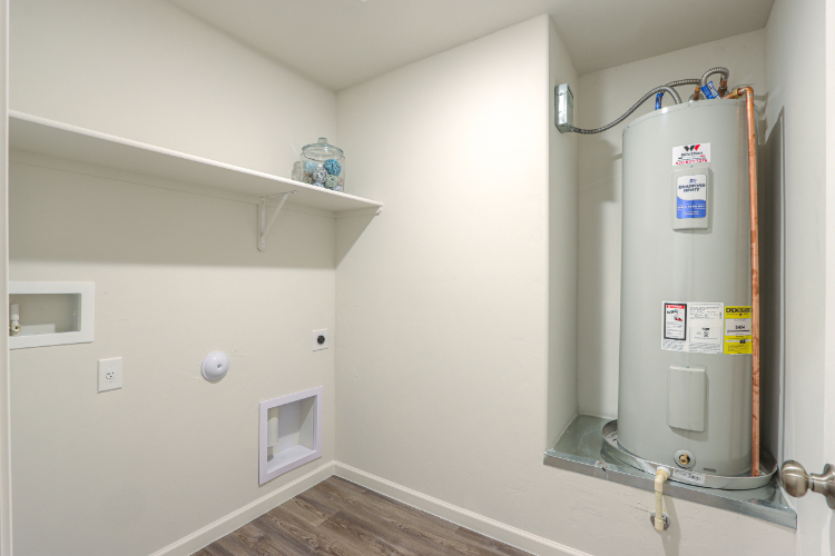 A shower unit in a bathroom.