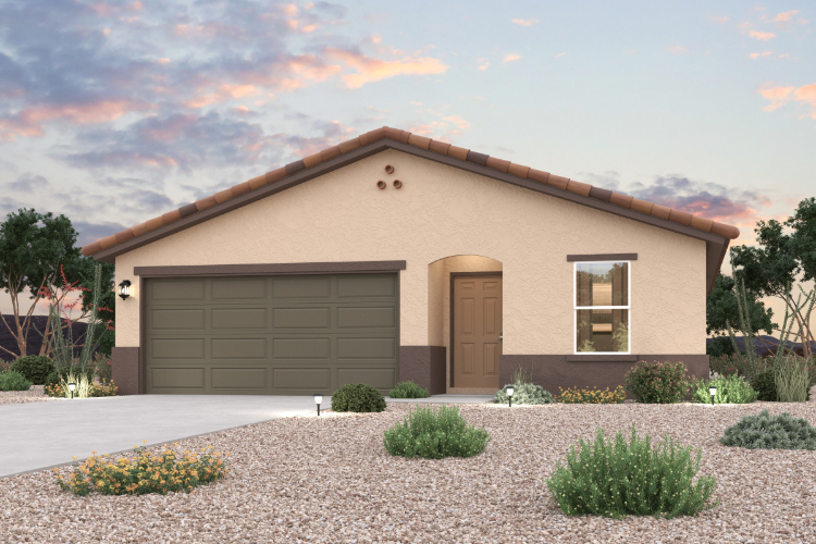 A house with a garage.