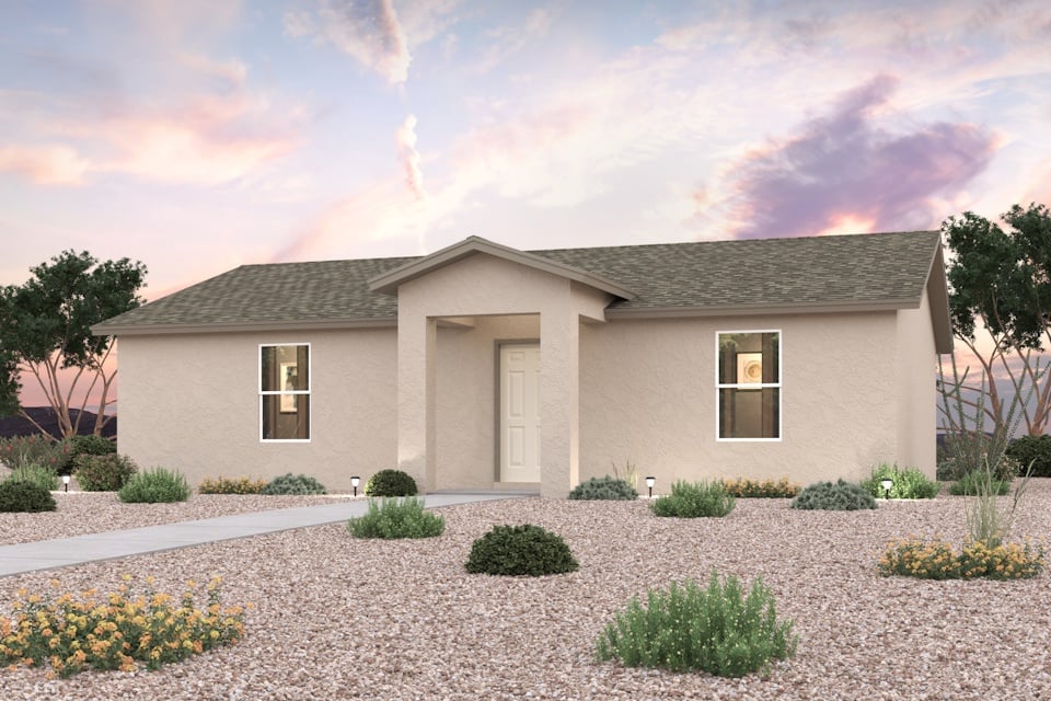 A house with a driveway.