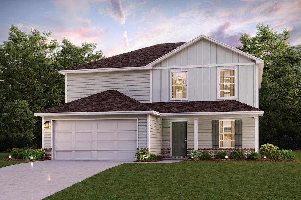 A house with a garage with American Gothic House in the background.